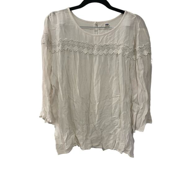 Old Navy Tops - Old Navy White Retro Blouse